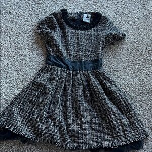 Black and White Vintage Tulle Tweed Dress Medium